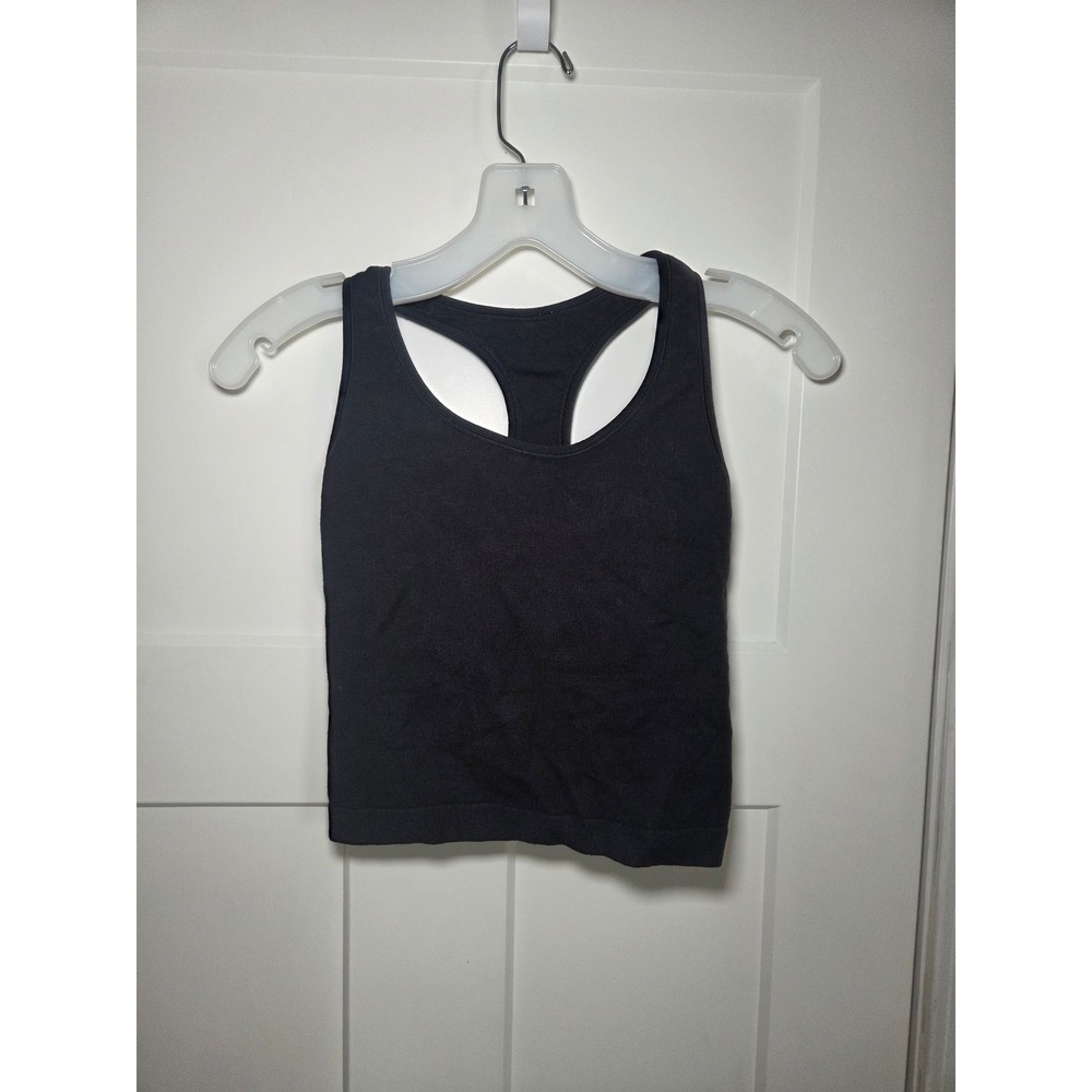 All in Motion Womens Seamless Racerback Tank Top Black Athletic Crop Top Small